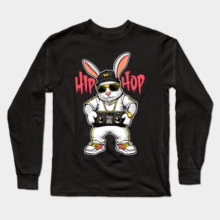 Hip Hop Easter Bunny Light Graffiti by gnarly Long Sleeve T-Shirt